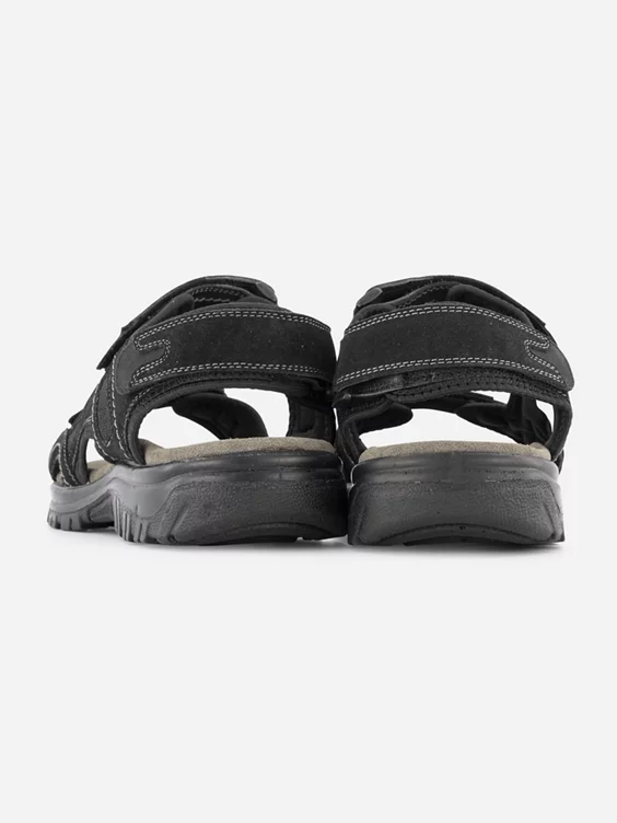 Easy Street Zwarte Leren Sandaal Klittenband - Afbeelding 4