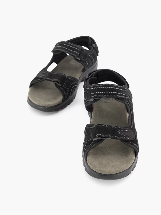 Easy Street Zwarte Leren Sandaal Klittenband - Afbeelding 5