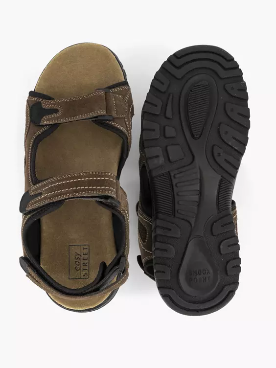 Easy Street Bruine Leren Sandaal Klittenband - Afbeelding 3