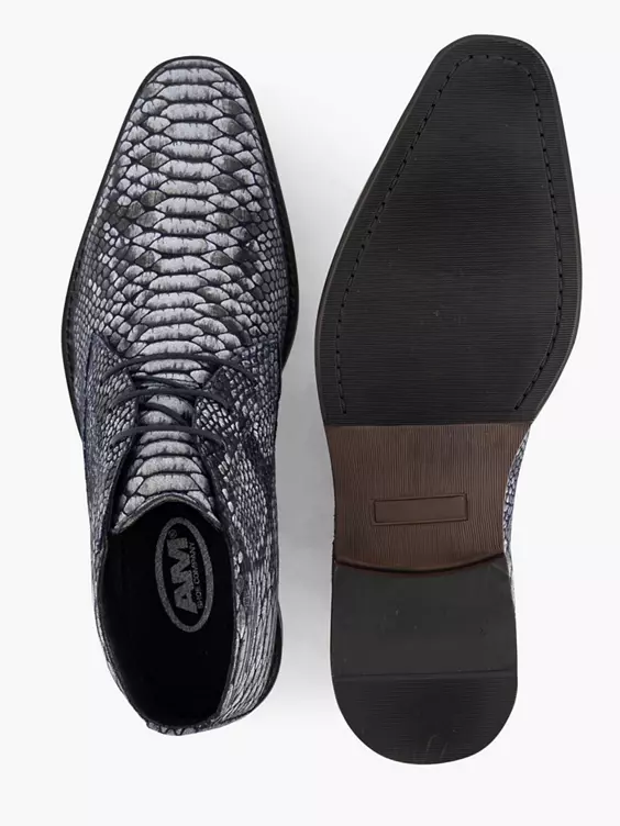 Grijze Leren Hoge Veterschoen - Afbeelding 3