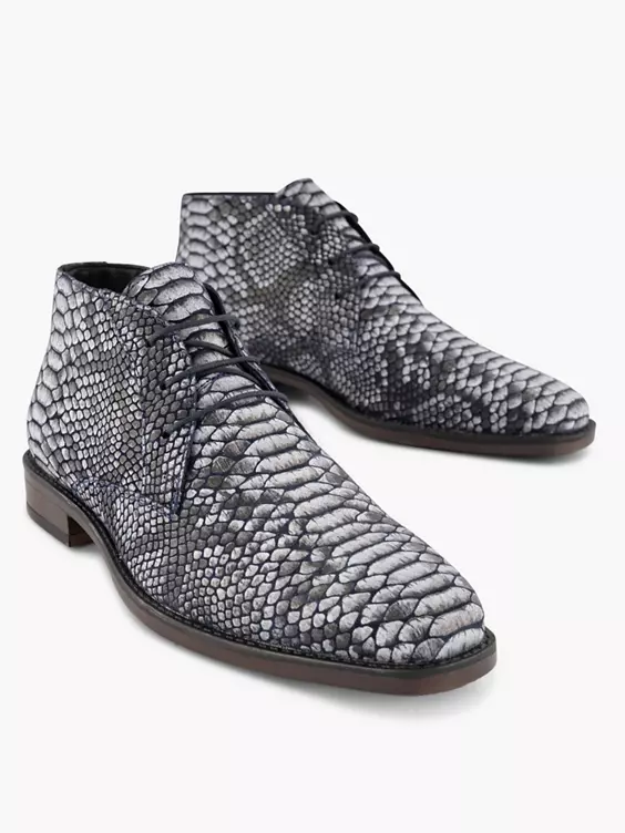 Grijze Leren Hoge Veterschoen - Afbeelding 5