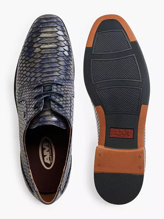 Blauwe Veterschoen Slangenprint - Afbeelding 3