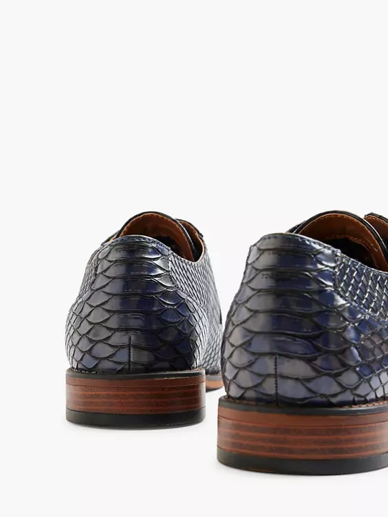 Blauwe Veterschoen Slangenprint - Afbeelding 4