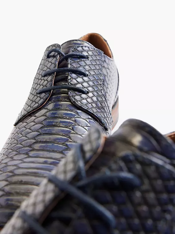 Blauwe Veterschoen Slangenprint - Afbeelding 5