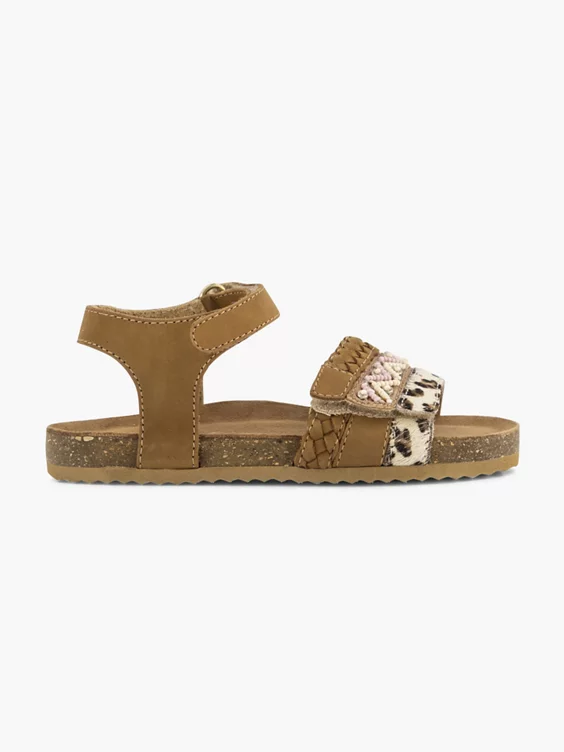 Bruine Leren Sandalen Panterprint