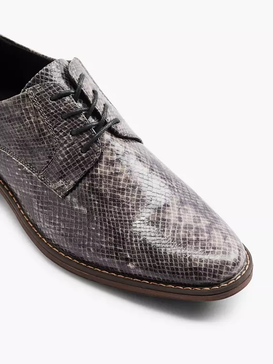Grijze Veterschoen Slangenprint - Afbeelding 2