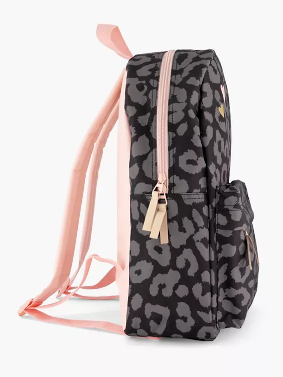 Grijze/ Roze Rugzak Panterprint - Afbeelding 2